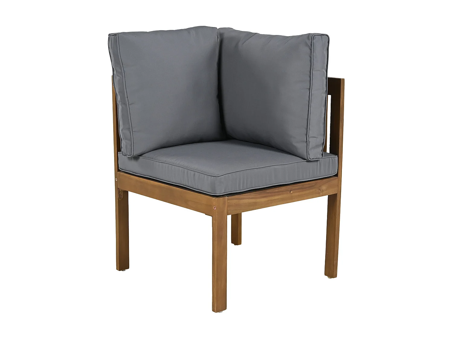 Zestaw mebli ogrodowych 5-osobowy, narożna sofa + stolik kawowy, konstrukcja z akacji, plecionka, szary