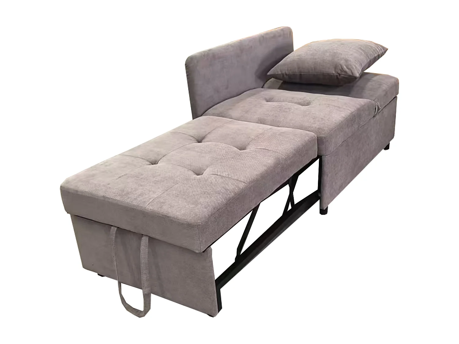 Canapé-lit rembourré 177x68x65cm - Canapé-lit multifonction 3 en 1 - Lin - Dossier réglable - Gris