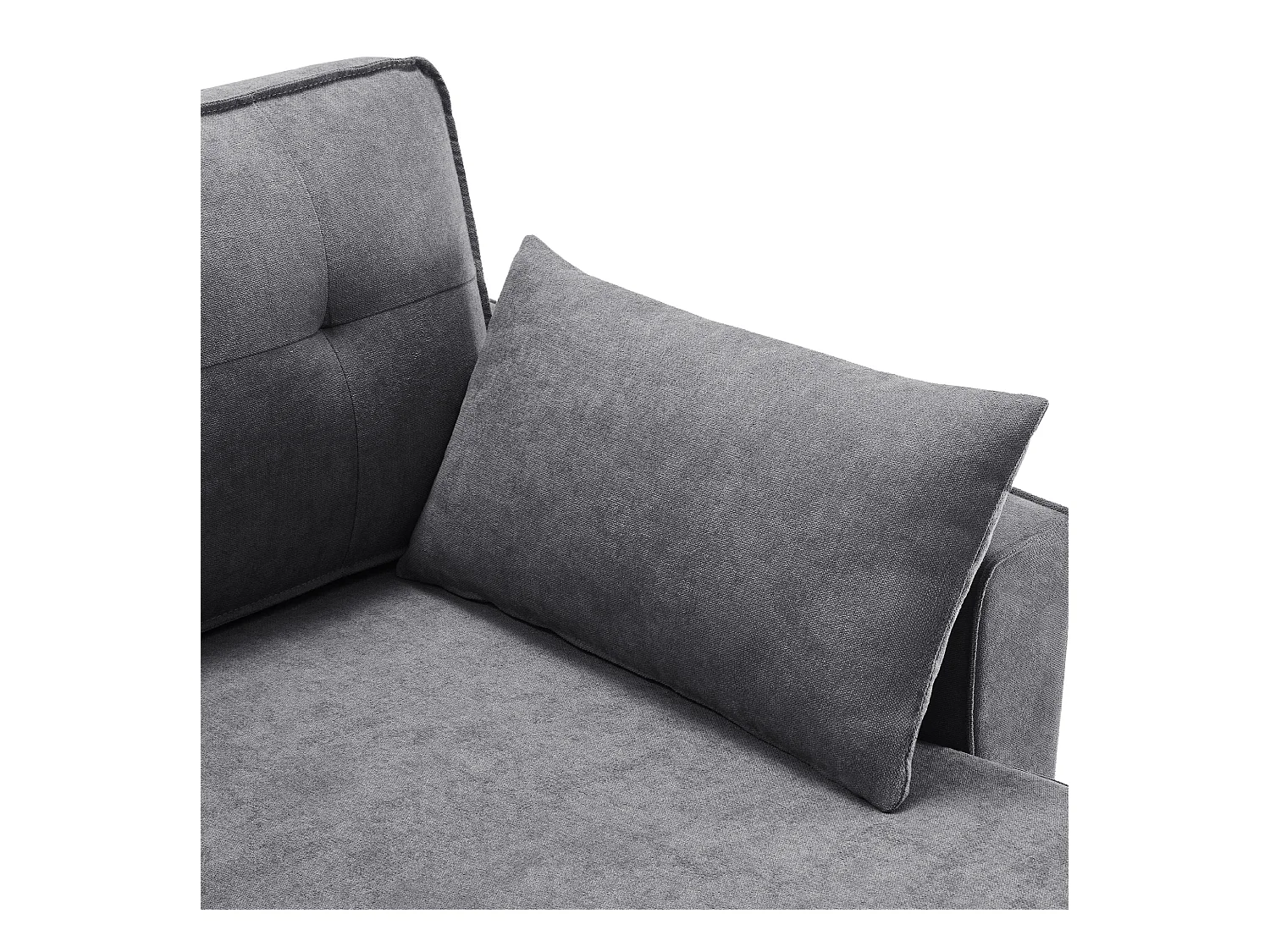 Canapé en U 270x130x86cm - Canapé rembourré - Tissu coton et lin - Avec porte-gobelet - Deux compartiments de rangement - Gris