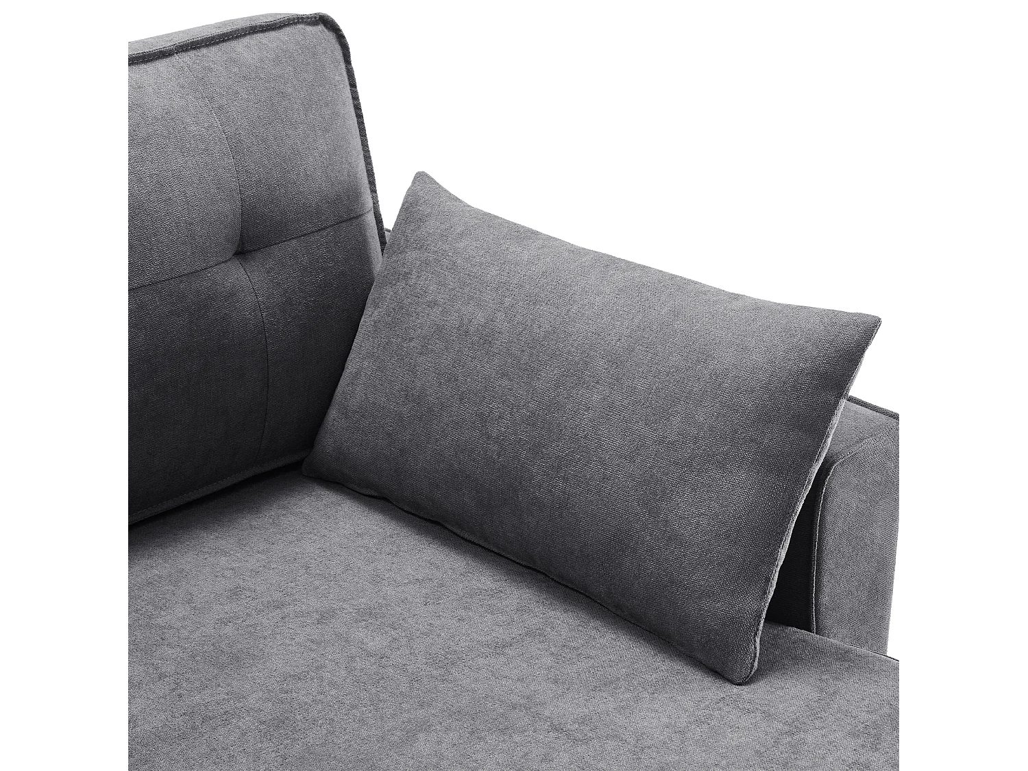 Canapé en U 270x130x86cm - Canapé rembourré - Tissu coton et lin - Avec porte-gobelet - Deux compartiments de rangement - Gris