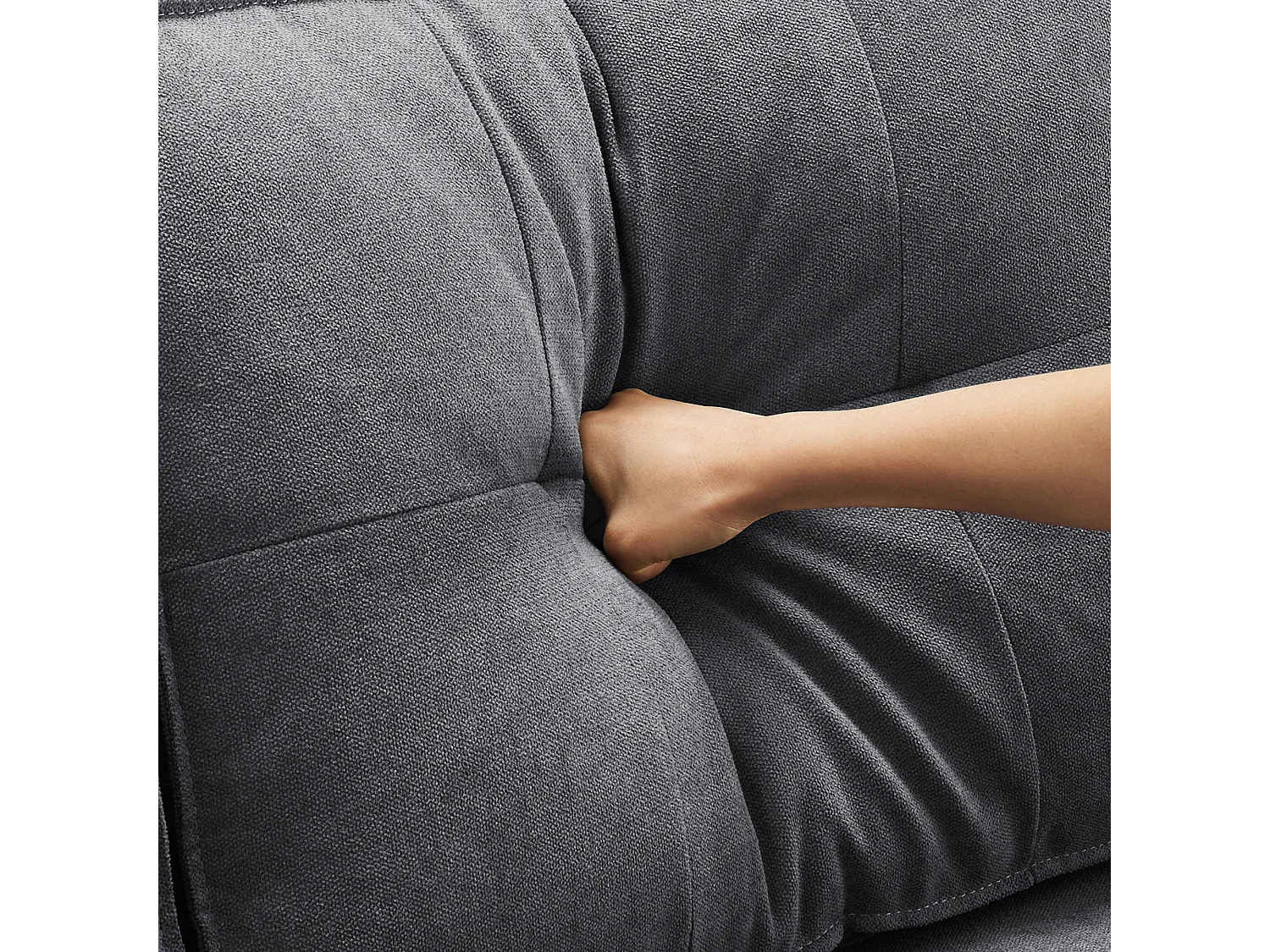 Canapé en U 270x130x86cm - Canapé rembourré - Tissu coton et lin - Avec porte-gobelet - Deux compartiments de rangement - Gris