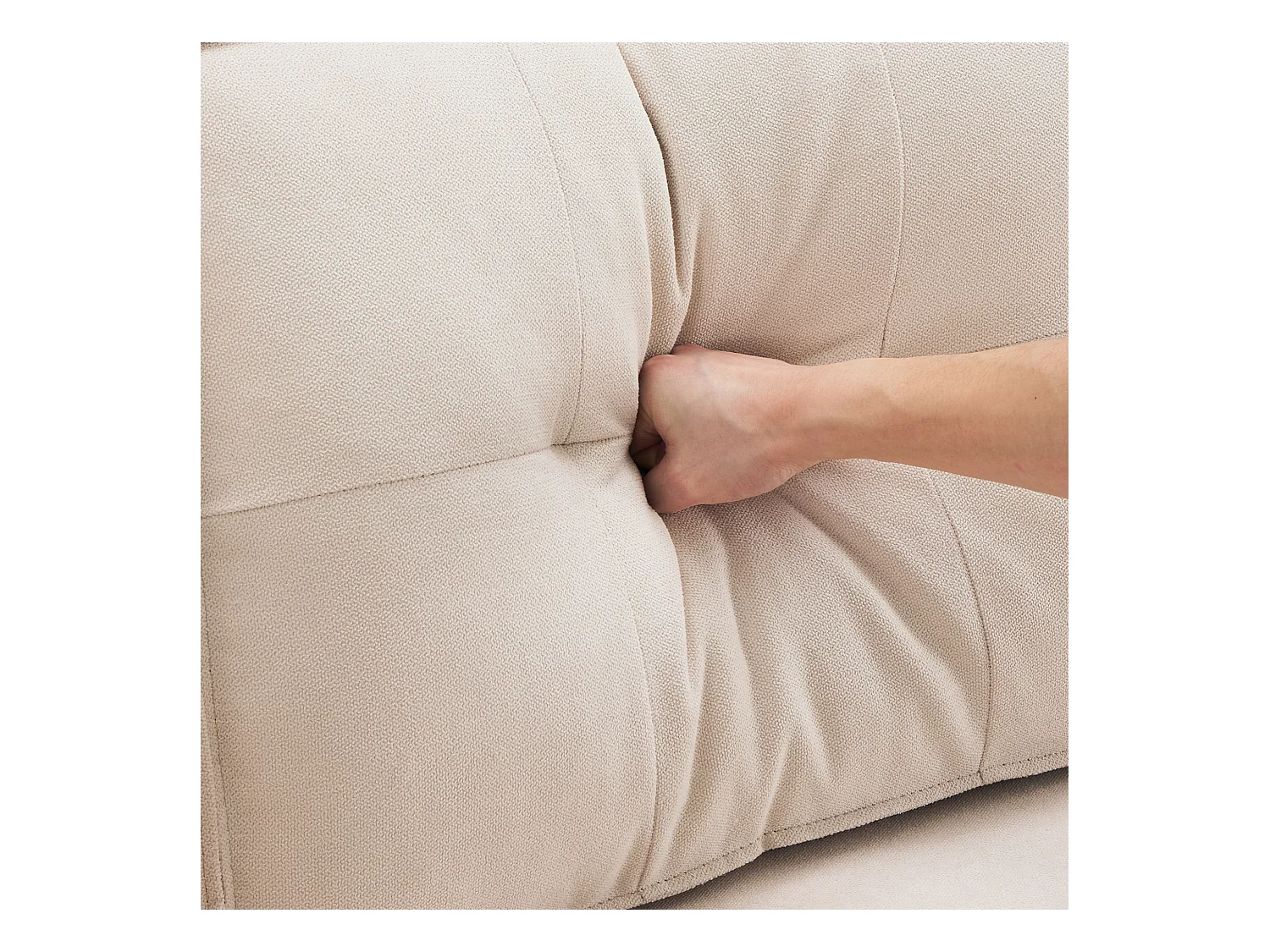 Sofá en U 270x130x86 cm - Sofá acolchado - Tela de algodón y lino - Con porta vasos - Dos compartimentos de almacenamiento - beige