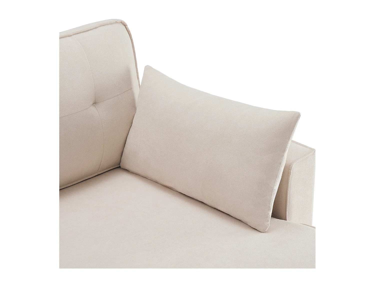 Sofá en U 270x130x86 cm - Sofá acolchado - Tela de algodón y lino - Con porta vasos - Dos compartimentos de almacenamiento - beige