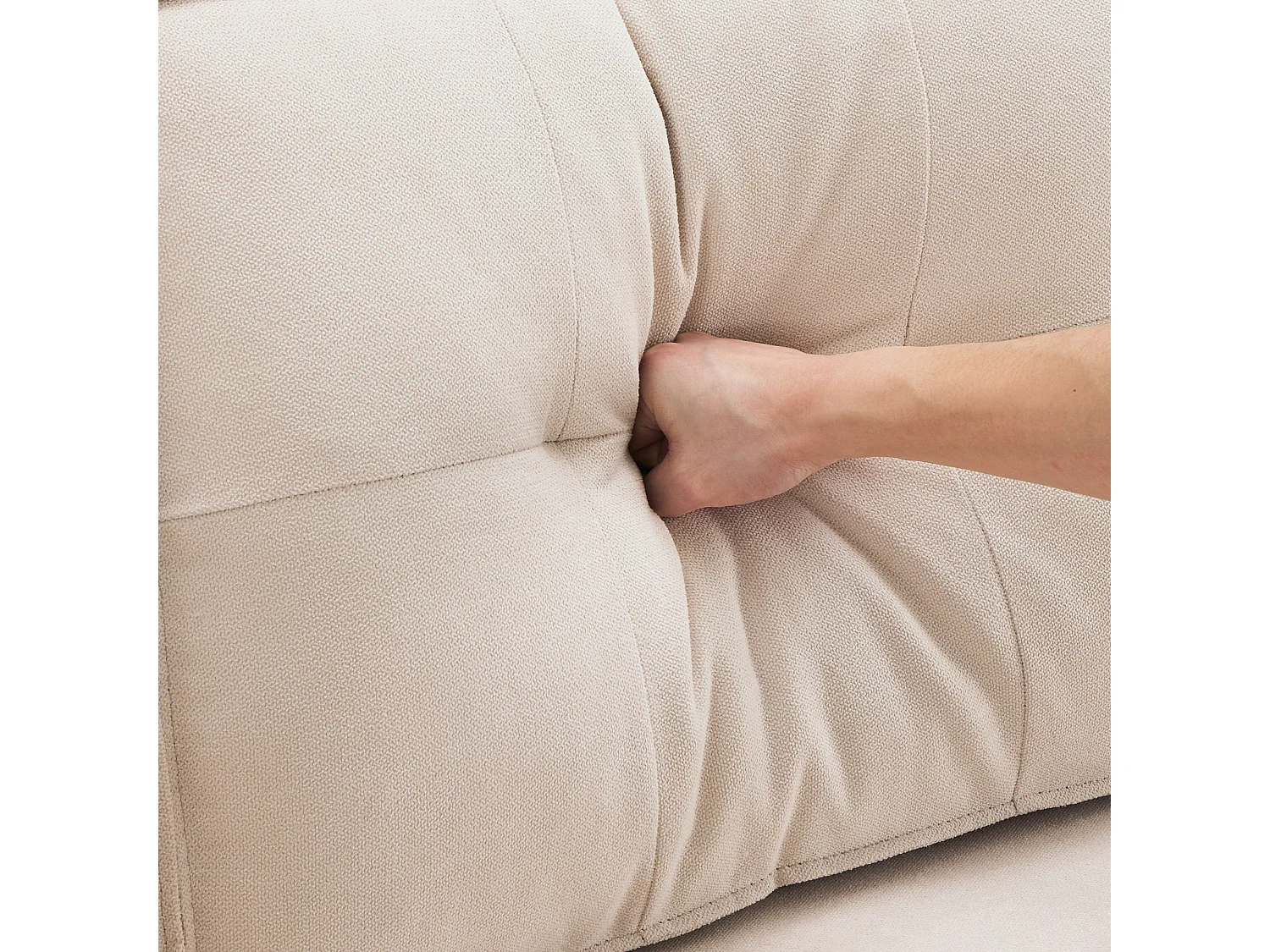 Canapé en U 270x130x86cm - Canapé rembourré - Tissu coton et lin - Avec porte-gobelet - Deux compartiments de rangement - beige