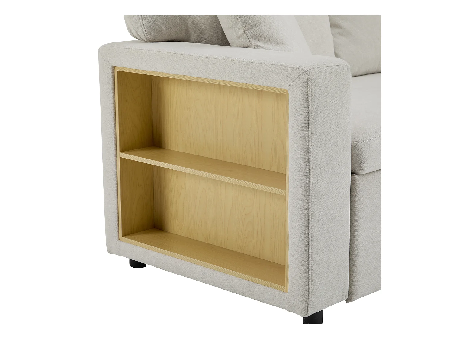 Kanapa 215x133x85 cm - z portem USB - z miejscem do przechowywania - z funkcją spania - Beżowa