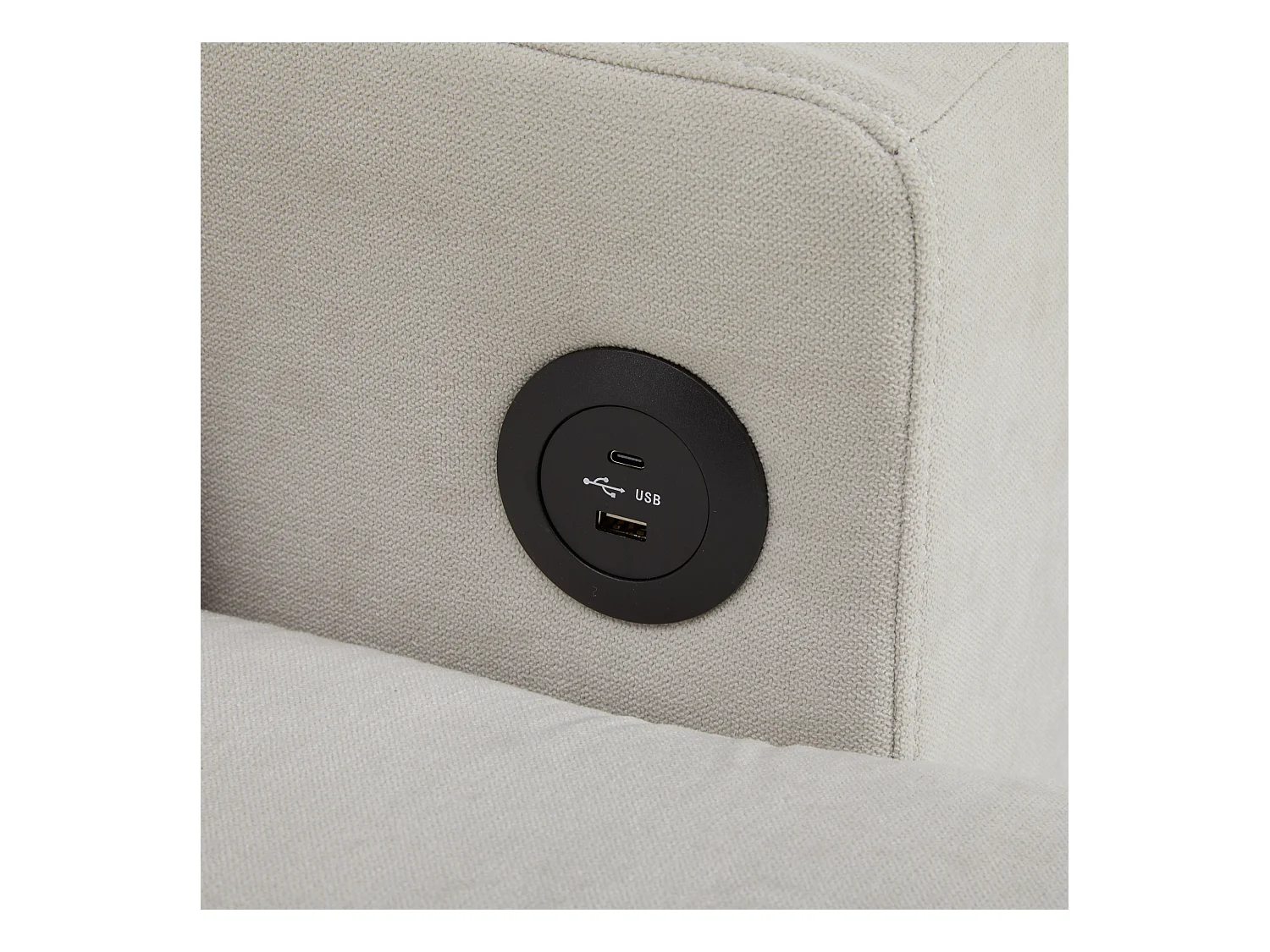 Kanapa 215x133x85 cm - z portem USB - z miejscem do przechowywania - z funkcją spania - Beżowa