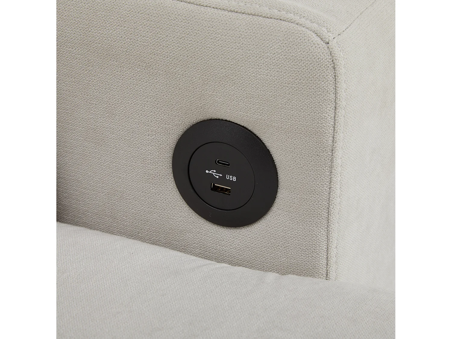 Canapé 215x133x85cm - avec port USB - avec rangement - avec fonction lit - Beige