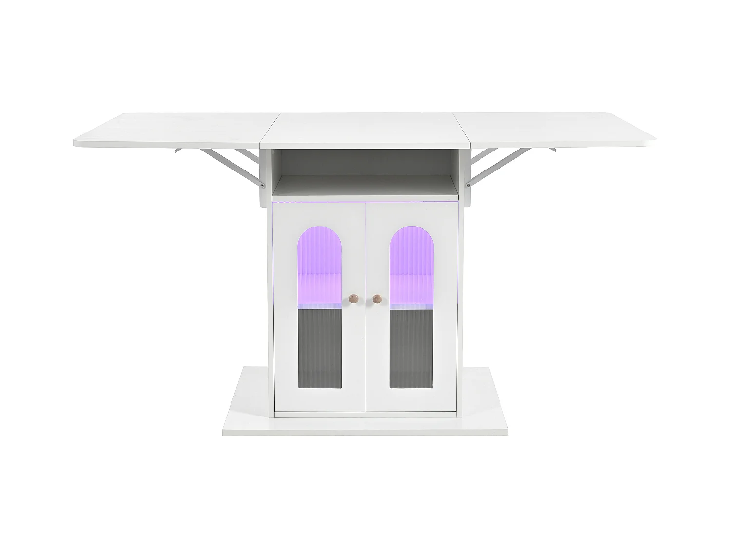 Table à manger escamotable - avec LED - en MDF - avec rangements - Blanc