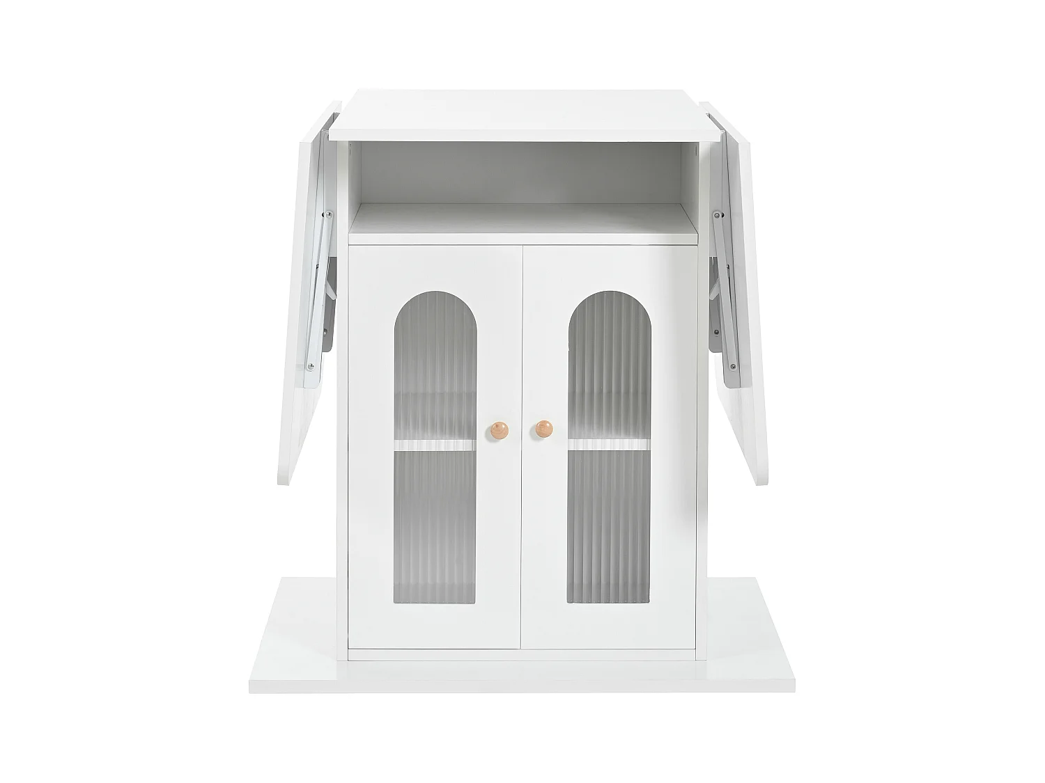 Table à manger escamotable - avec LED - en MDF - avec rangements - Blanc