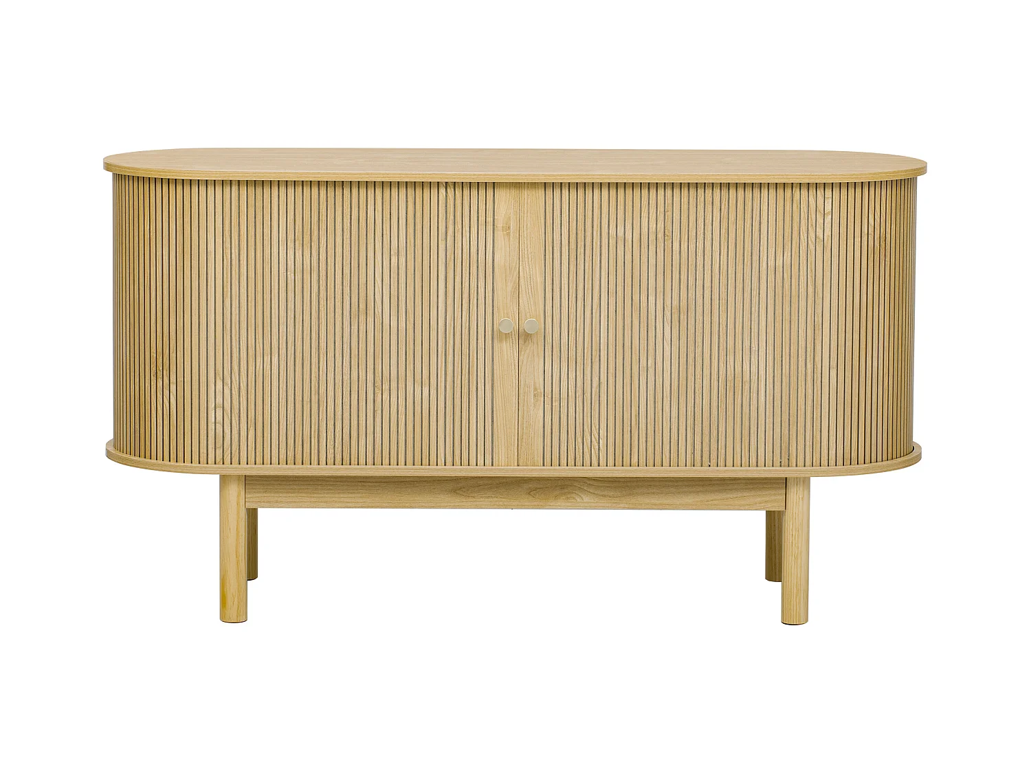 Buffet 138x43x75 cm - con 2 puertas correderas - pies de pino - con estanterías ajustables - claro natura