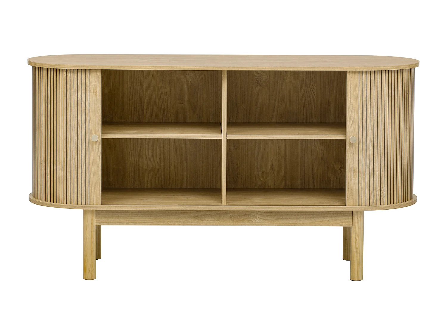 Buffet 138x43x75 cm - com 2 portas deslizantes - pés de pinho - com prateleiras ajustáveis - claro natural