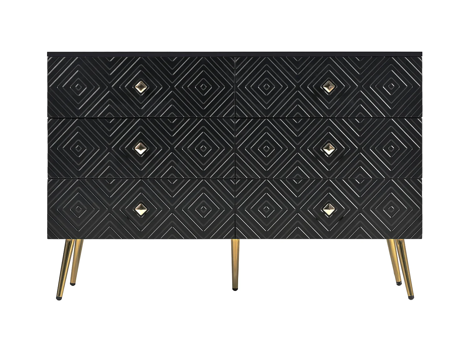 Buffet moderne 120x40x80 cm - avec 6 tiroirs - aggloméré - noir