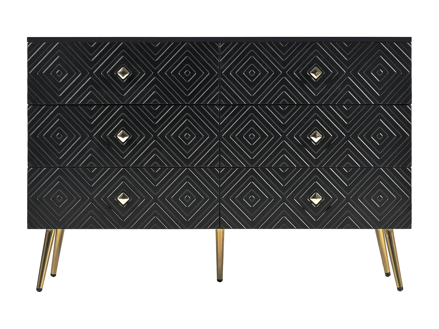 Buffet moderne 120x40x80 cm - avec 6 tiroirs - aggloméré - noir
