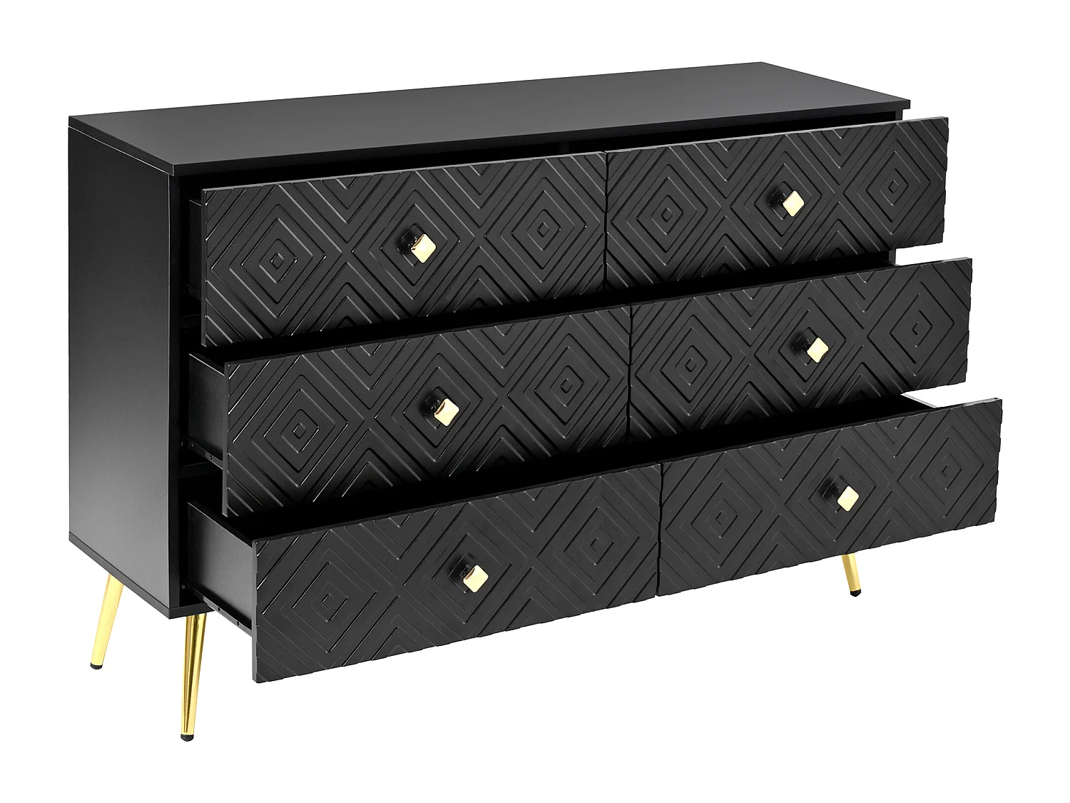 Buffet moderne 120x40x80 cm - avec 6 tiroirs - aggloméré - noir