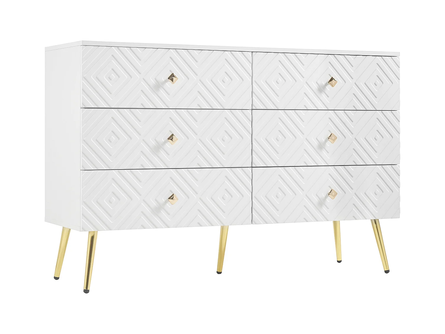 Moderner Buffet 120x40x80 cm - mit 6 Schubladen - Spanplatte - weiß