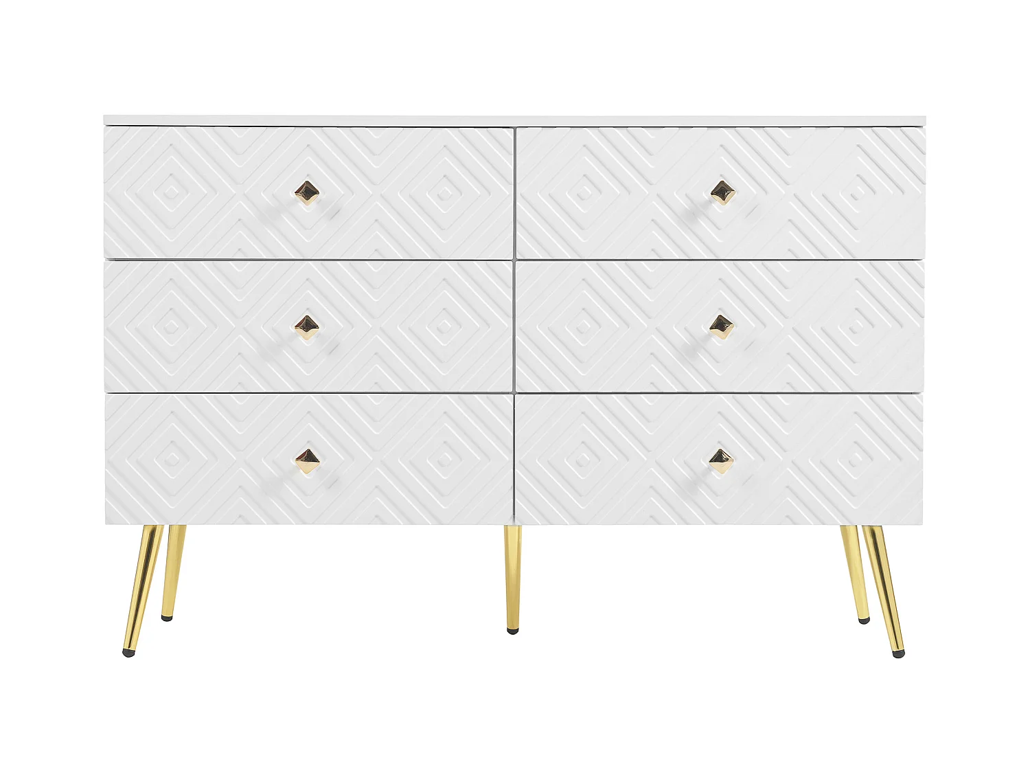 Moderner Buffet 120x40x80 cm - mit 6 Schubladen - Spanplatte - weiß