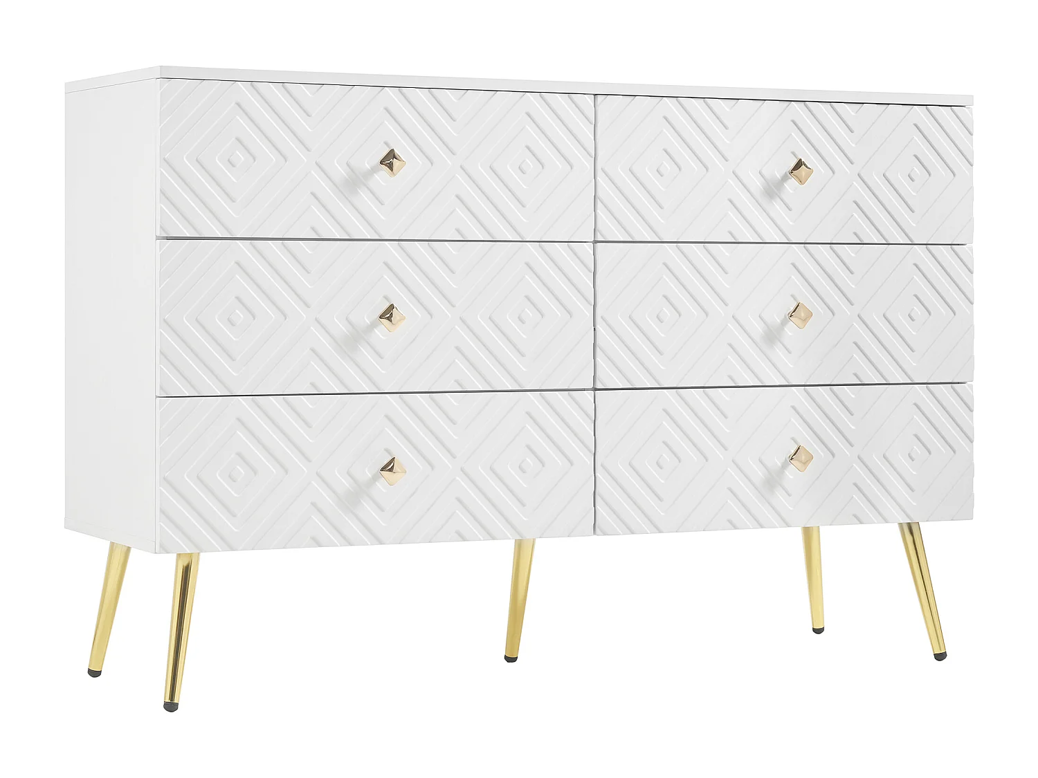 Buffet moderne 120x40x80 cm - avec 6 tiroirs - aggloméré - blanc