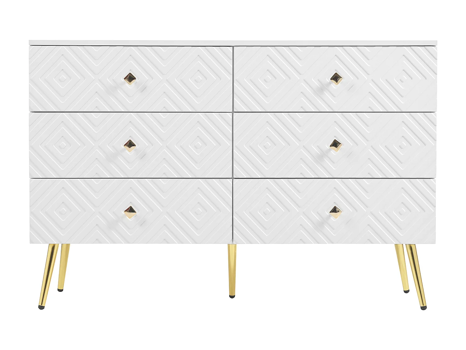 Buffet moderne 120x40x80 cm - avec 6 tiroirs - aggloméré - blanc