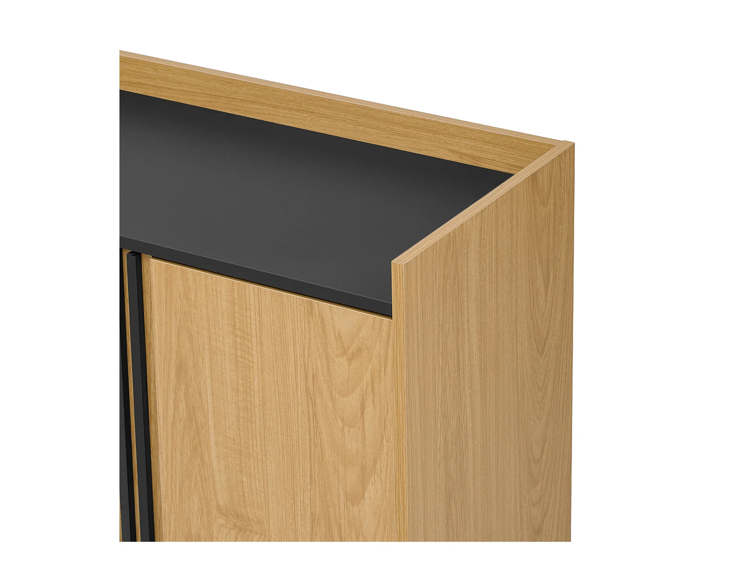 Moderne buffet 130x40x80,5 cm - met 2 lades - met 2 deuren - verstelbare planken - natuurlijk + zwart