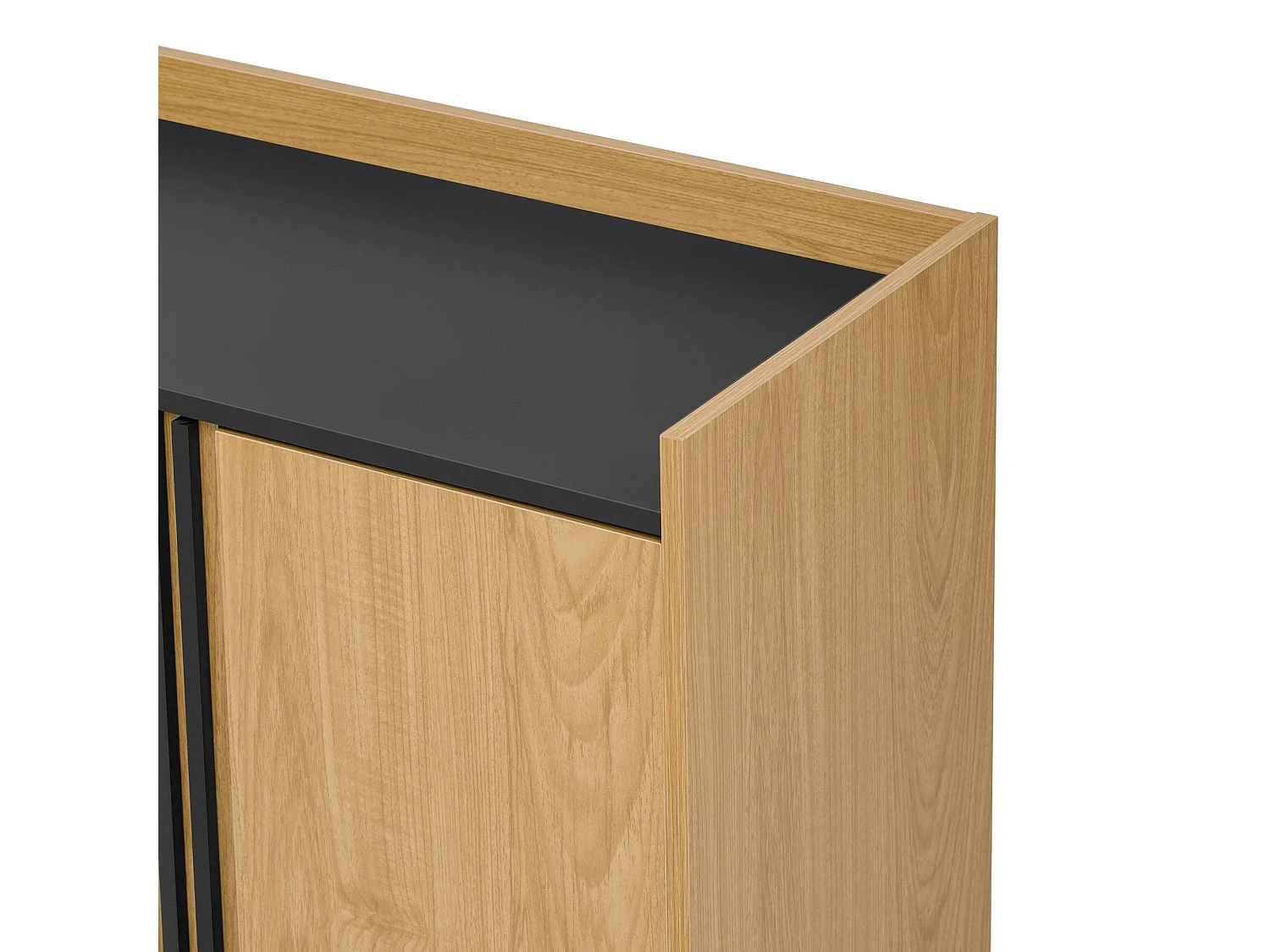 Modernes Buffet 130x40x80,5 cm - mit 2 Schubladen - mit 2 Türen - verstellbare Regale - natürlich + schwarz