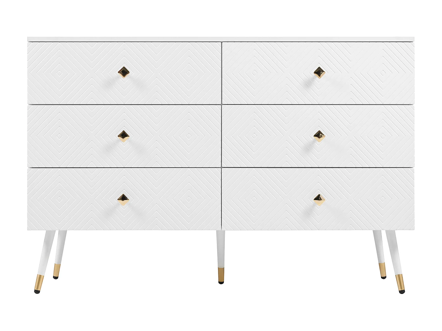 Buffet moderne 120x40x80 cm - avec 6 tiroirs - Panneau de particules - blanc