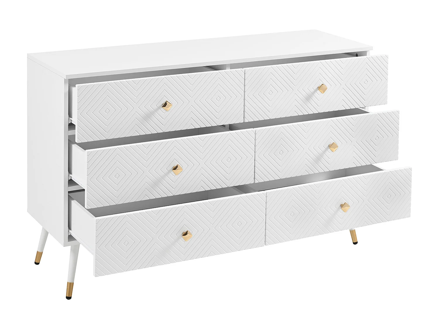 Buffet moderne 120x40x80 cm - avec 6 tiroirs - Panneau de particules - blanc
