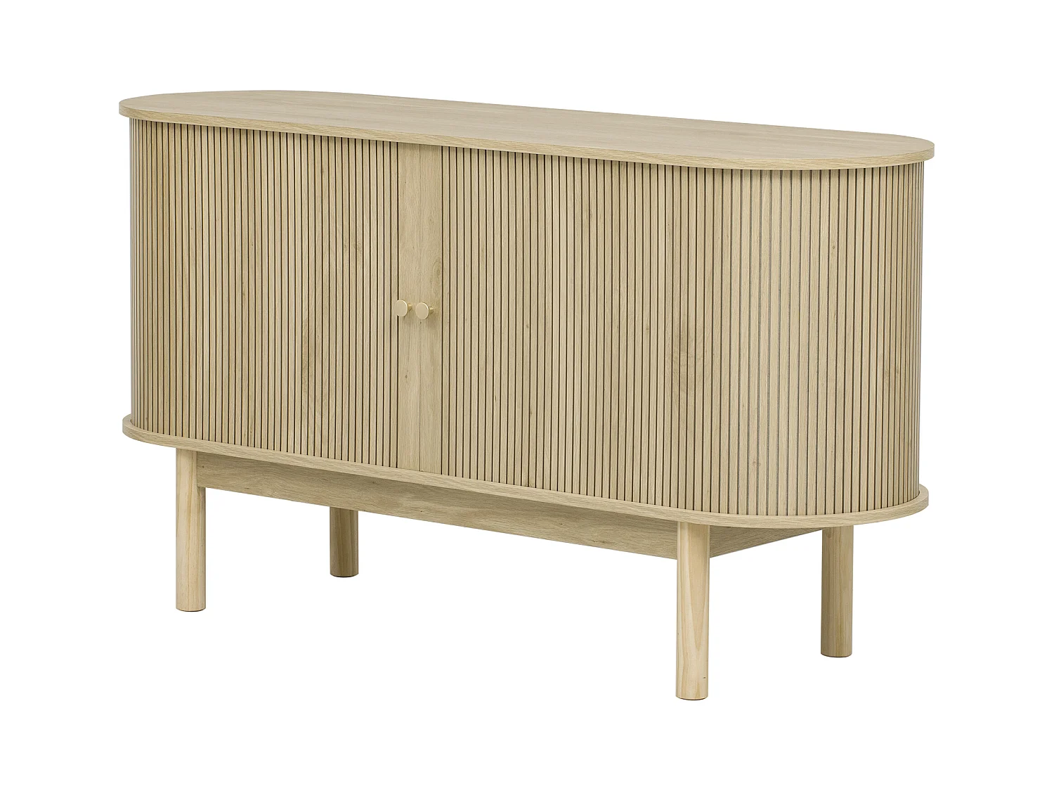 Buffet 138x43x75 cm - con 2 puertas correderas - pies de pino - con estanterías ajustables - claro natura