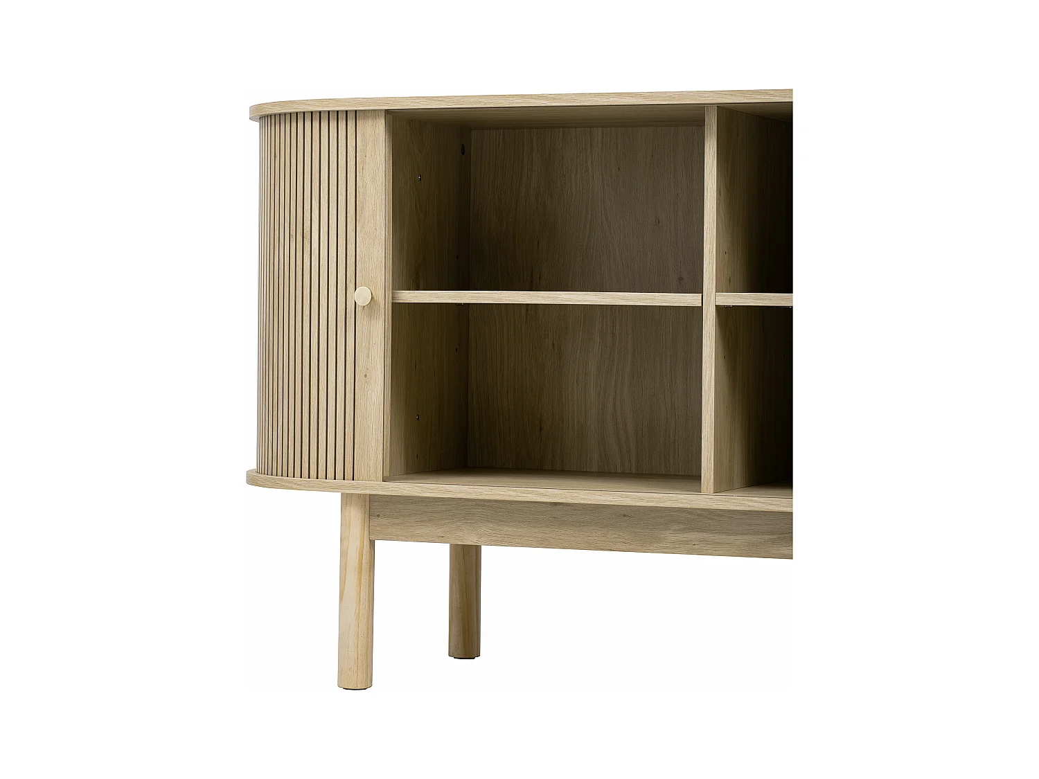 Buffet 138x43x75 cm - con 2 puertas correderas - pies de pino - con estanterías ajustables - claro natura