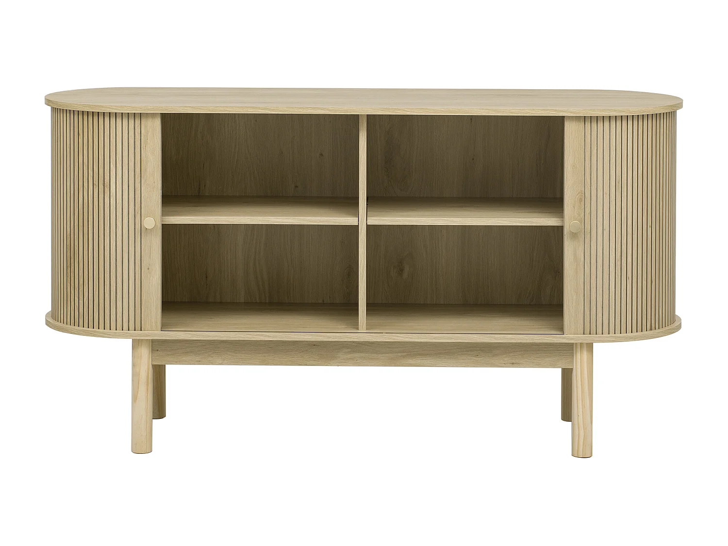 Buffet 138x43x75 cm - con 2 ante scorrono - piedi in pino - con scaffali regolabili - chiaro naturale