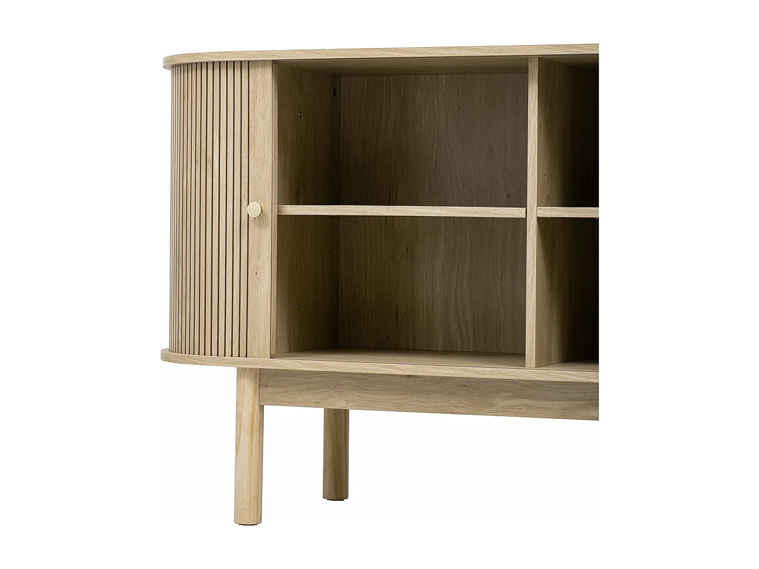 Buffet 138x43x75 cm - con 2 ante scorrono - piedi in pino - con scaffali regolabili - chiaro naturale