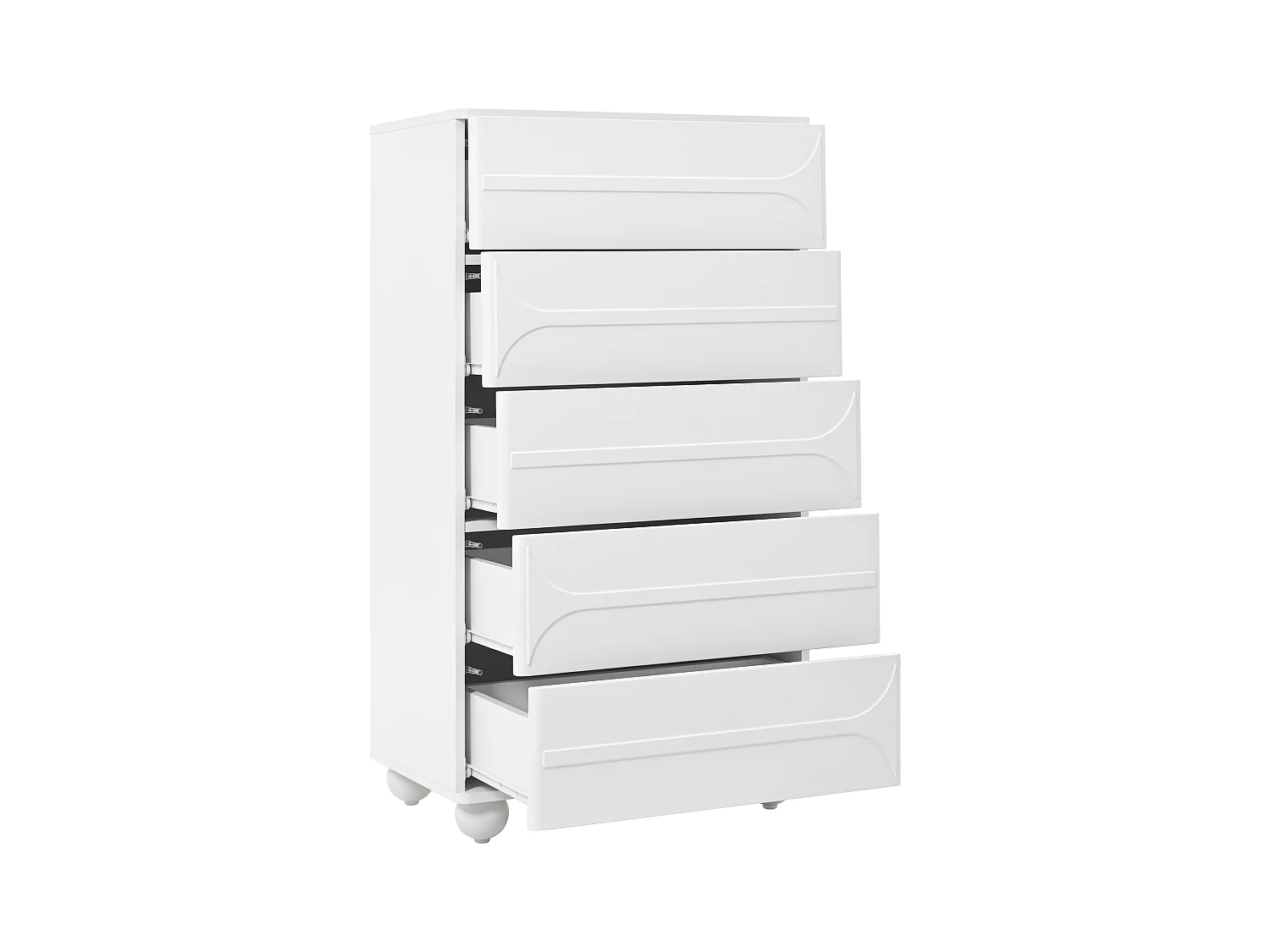 Komoda 60x40x109cm - z 5 szufladami - Duża przestrzeń do przechowywania - Płyta wiórowa - Biała