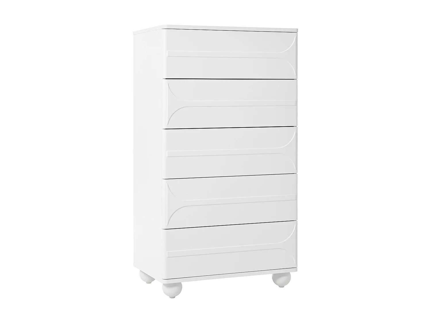 Kommode 60x40x109 cm - mit 5 Schubladen - Großer Stauraum - Spanplatte - Weiß