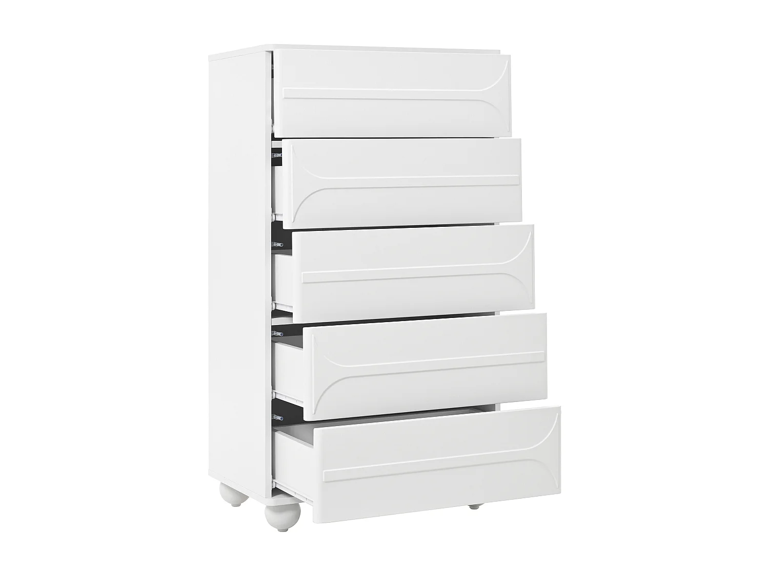 Kommode 60x40x109 cm - mit 5 Schubladen - Großer Stauraum - Spanplatte - Weiß