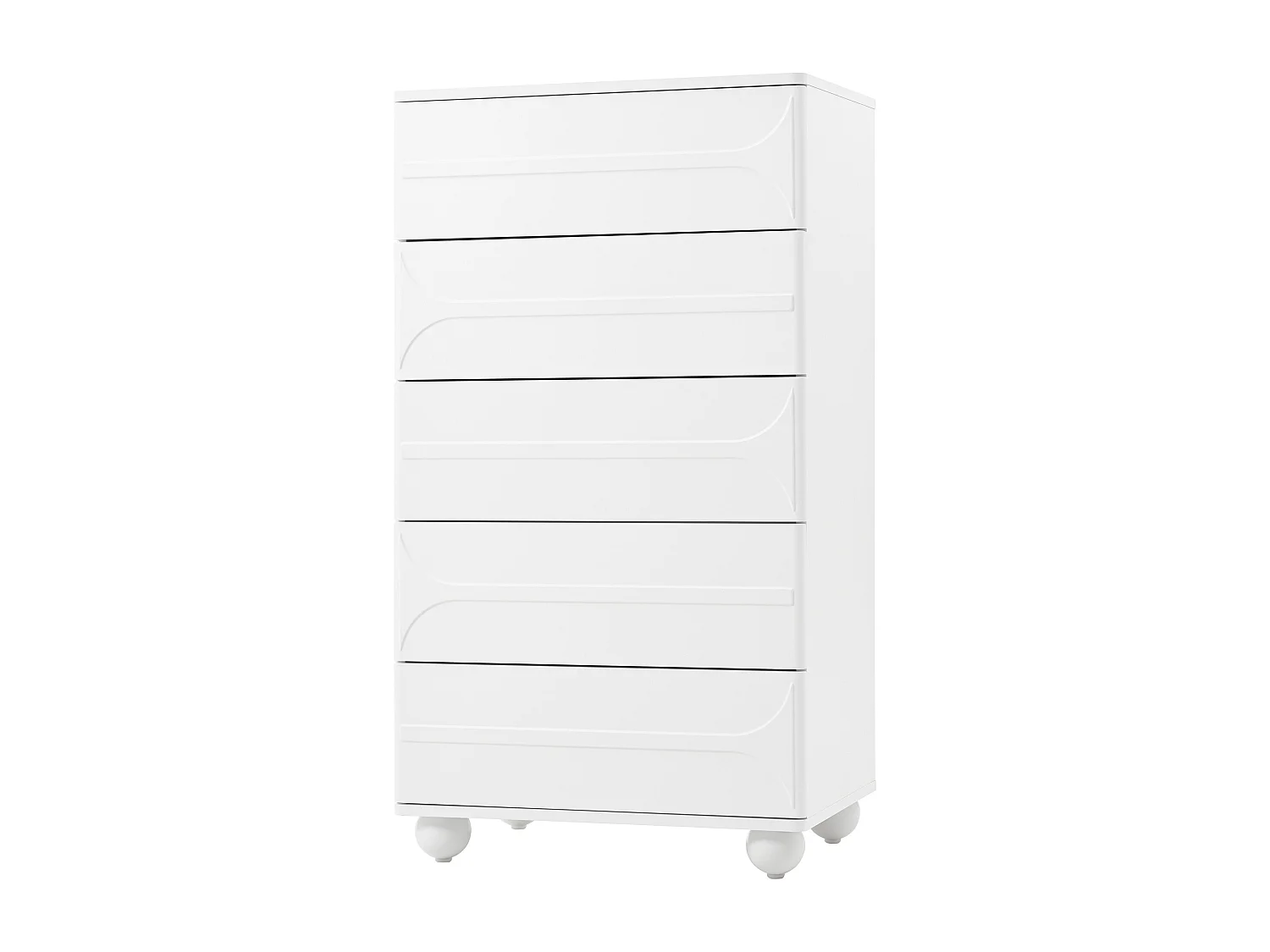 Kommode 60x40x109 cm - mit 5 Schubladen - Großer Stauraum - Spanplatte - Weiß