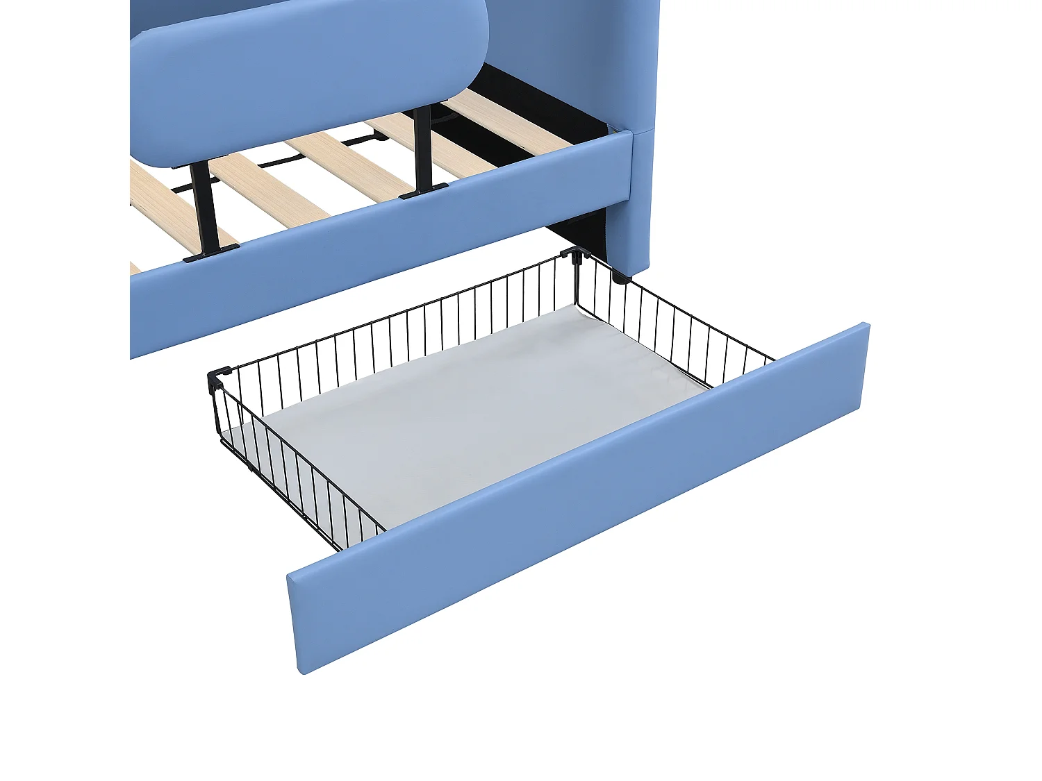 Kinderbed 90x200 cm - met 2 lades - Ontwerp in walvorm - PU+MDF+ multiplex - blauw (zonder matras)