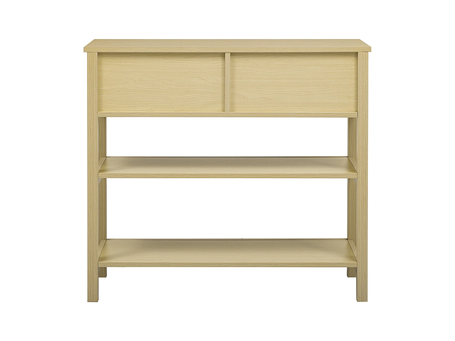 Table console moderne - avec 2 tiroirs - avec des étagères ouvertes - Naturel