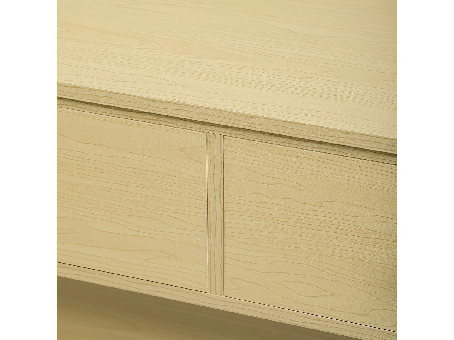 Table console moderne - avec 2 tiroirs - avec des étagères ouvertes - Naturel