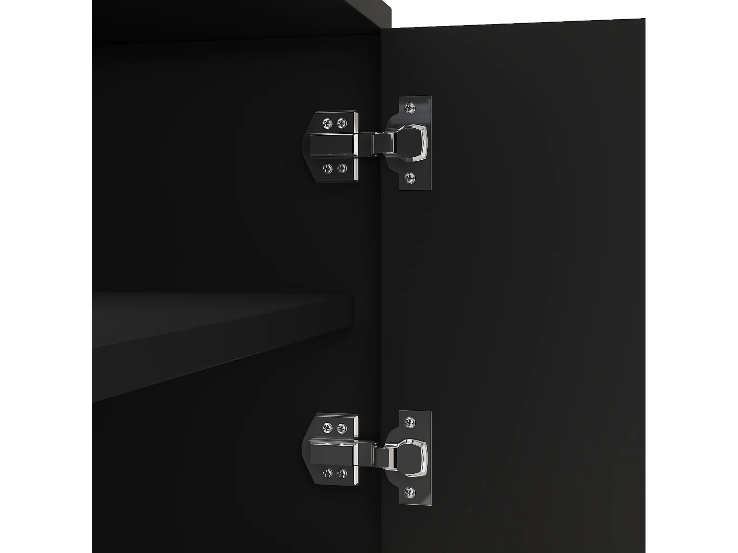 Meuble TV moderne 170x38x44cm - avec 4 portes texturées - bordure dorée - pieds ronds dorés - noir