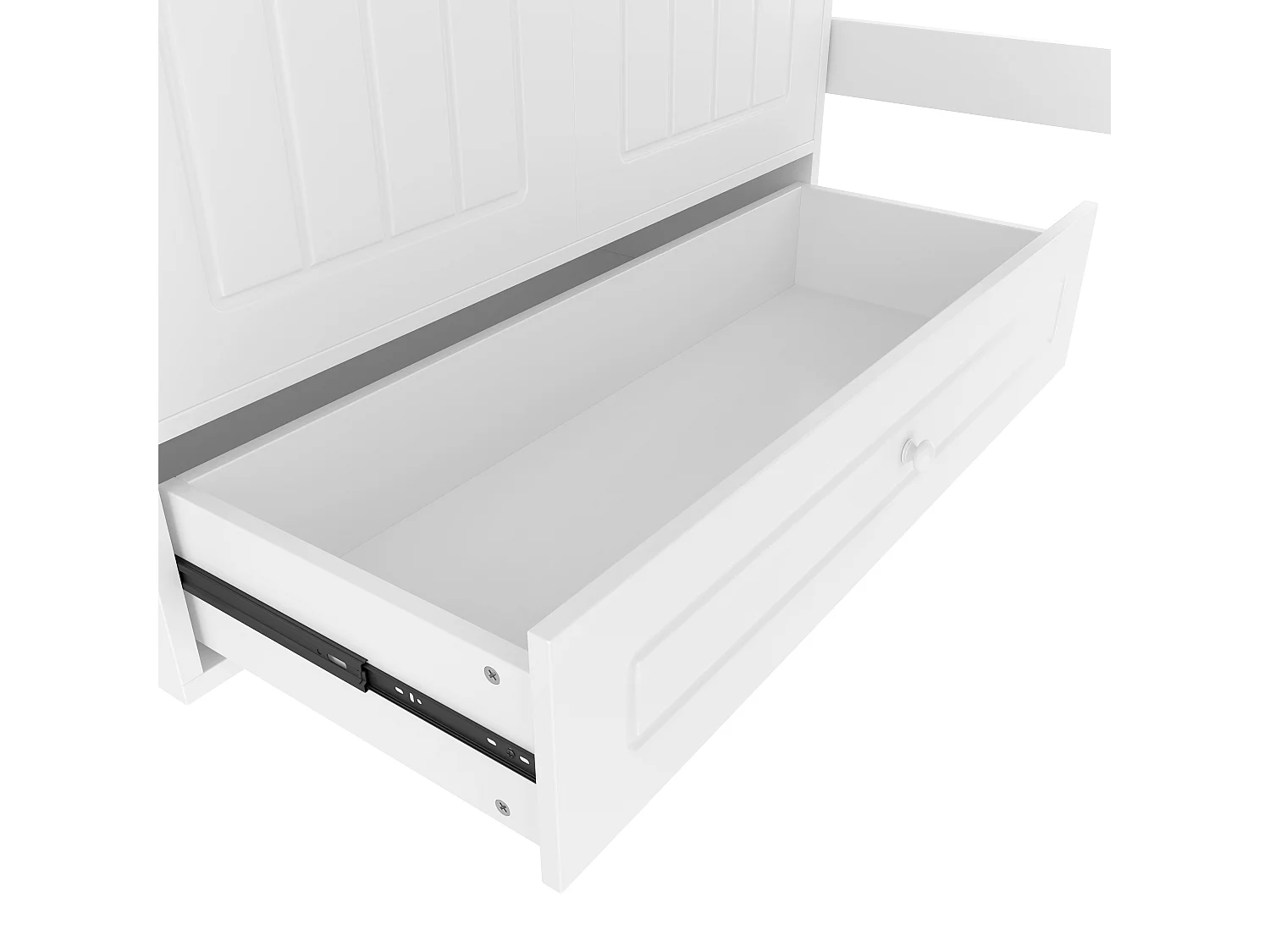 Einfaches Mezzanine-Bett 90 x 200 cm - Kinderbett - Mit LED-Beleuchtung - Mit Kleiderschrank - Mit Schublade für die Aufbewahrung - Weiß (ohne Matratze)