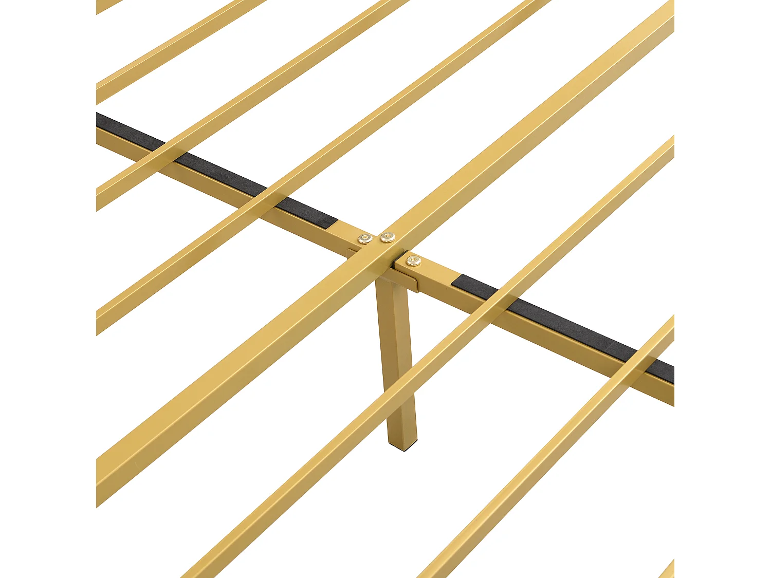 Dubbel bed 140 x 200 cm - met gevoerde hoofdsteun - met metalen latjes matras - goud (colchón niet inbegrepen)