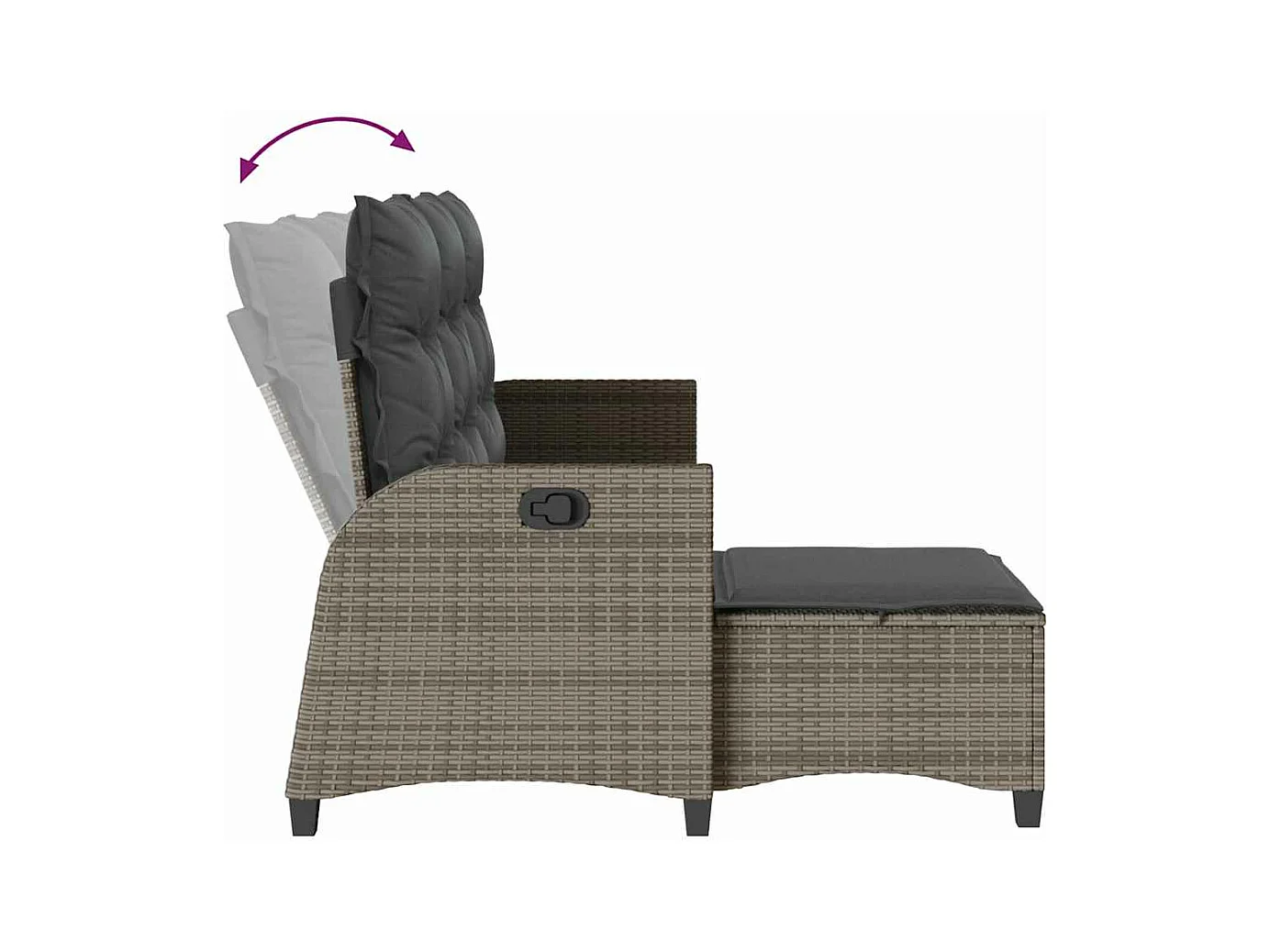 Salon de jardin 3 pcs avec coussins forme L gris résine tressée