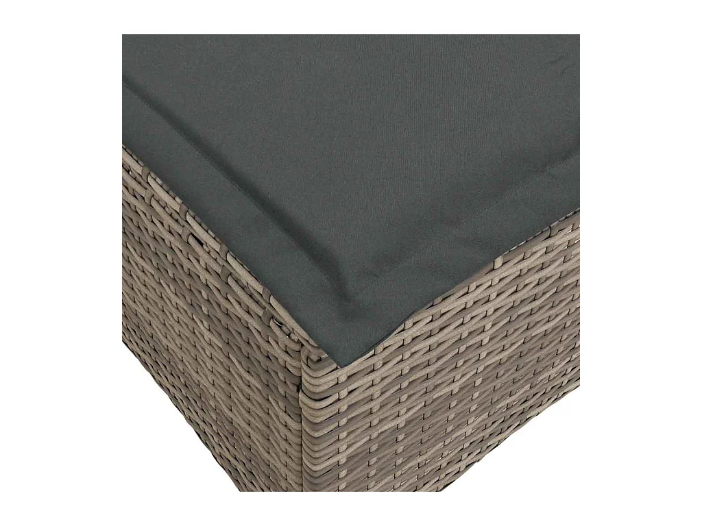 Salon de jardin 3 pcs avec coussins forme L gris résine tressée