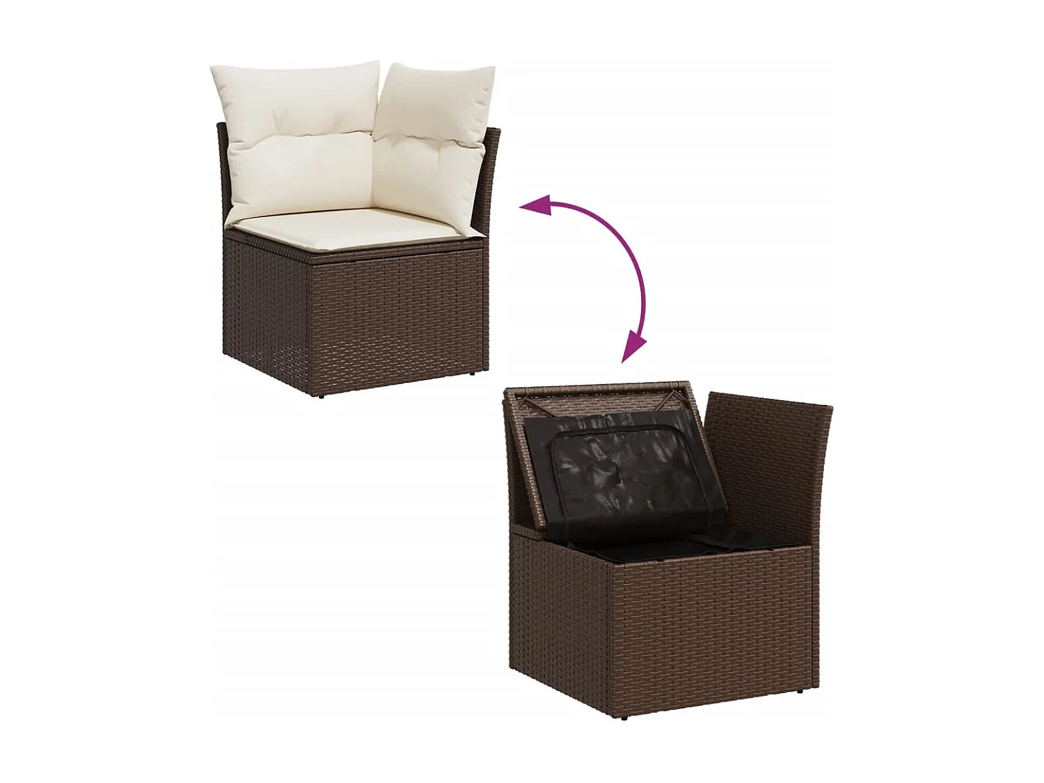 Salon de jardin avec coussins 5 pcs marron résine tressée