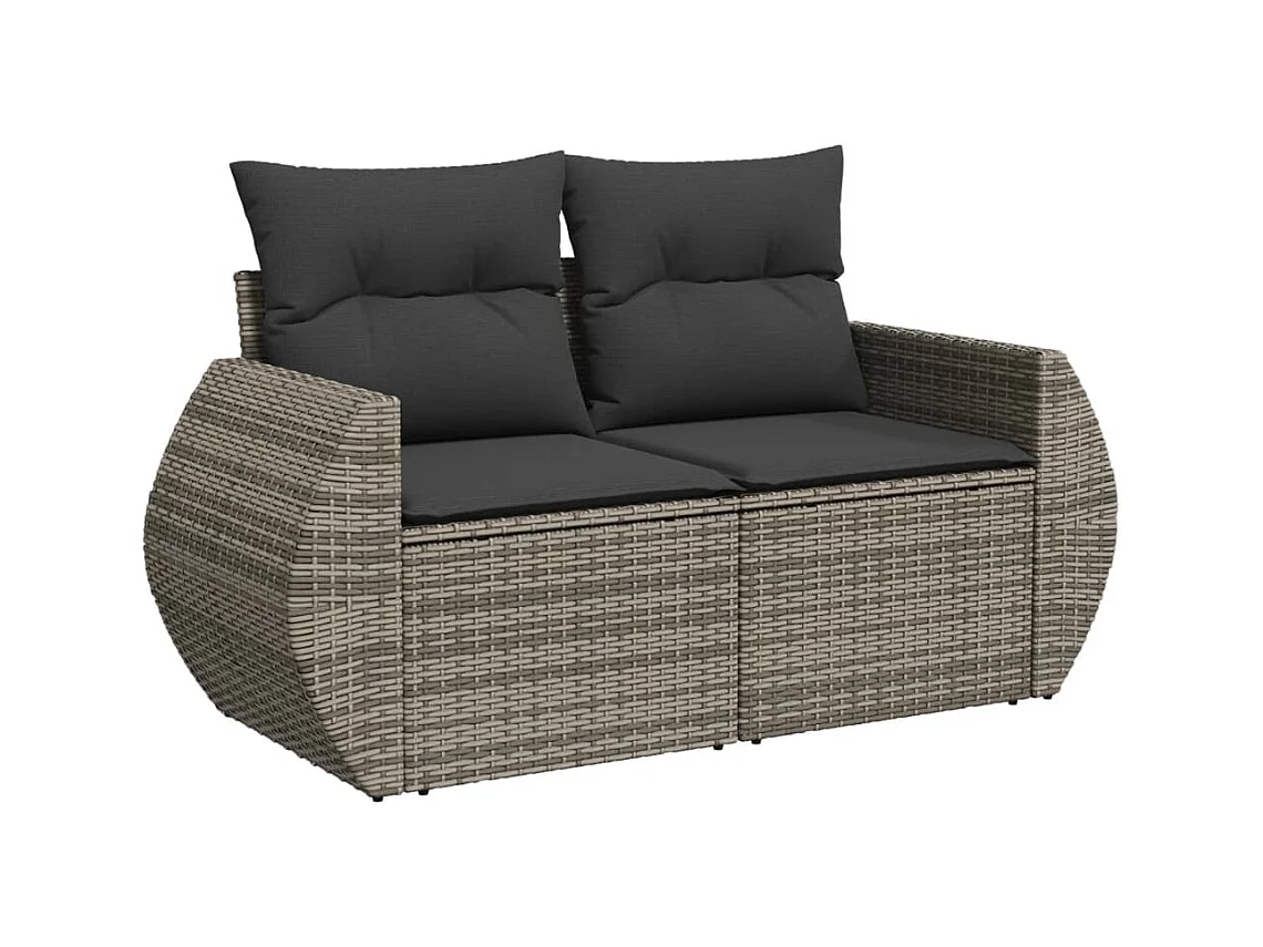 Salon de jardin 11 pcs avec coussins gris résine tressée