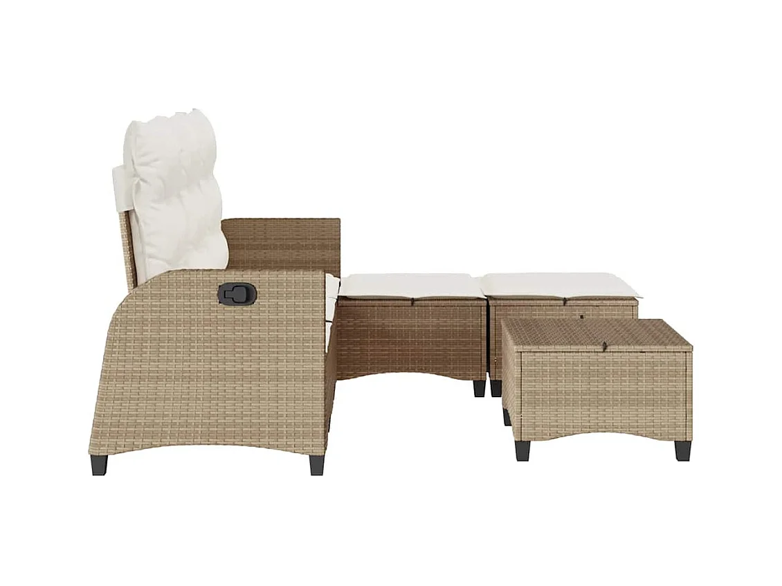 Salon de jardin avec coussins forme de L 3 pcs beige polyrotin