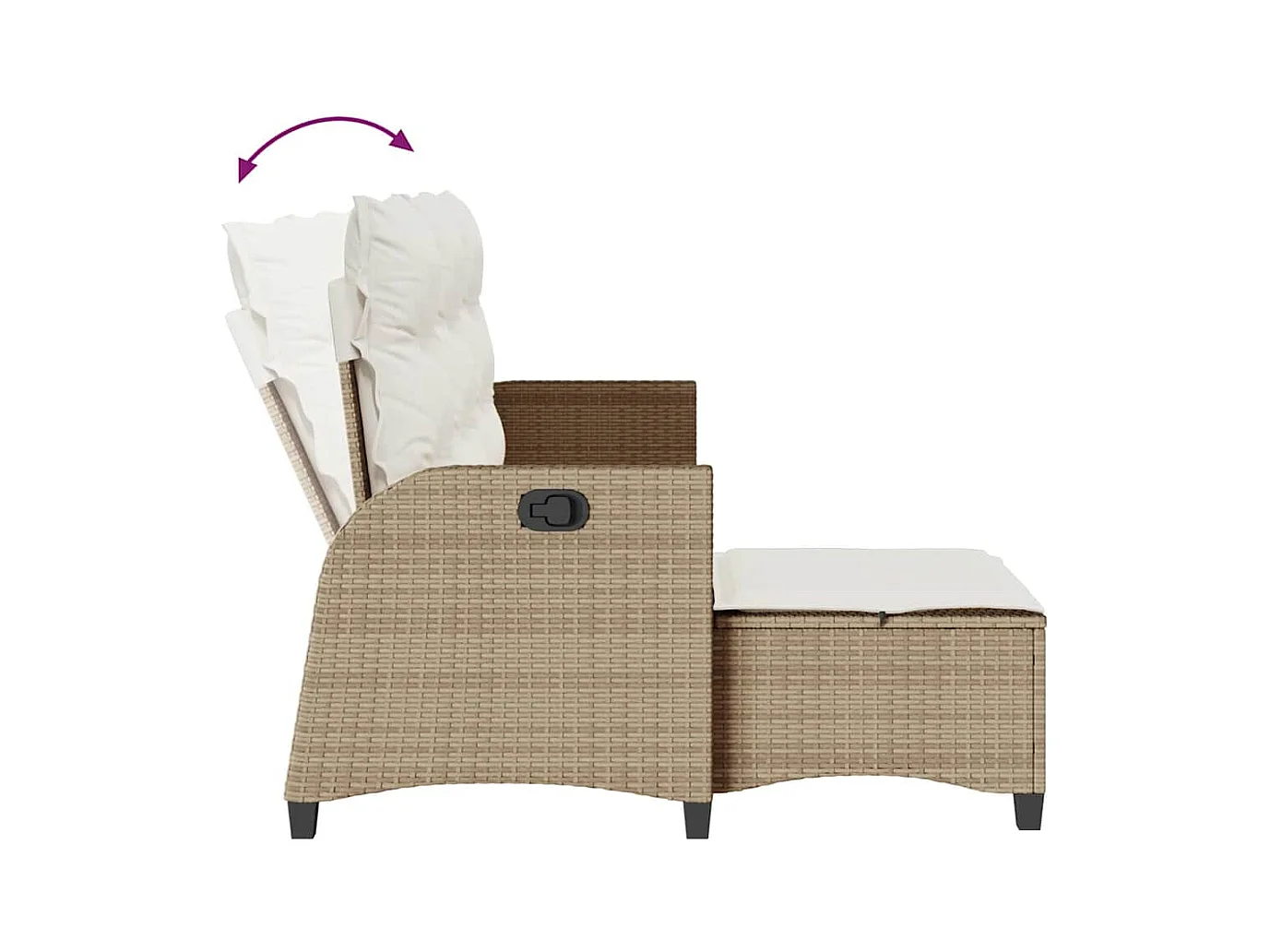 Salon de jardin avec coussins forme de L 3 pcs beige polyrotin