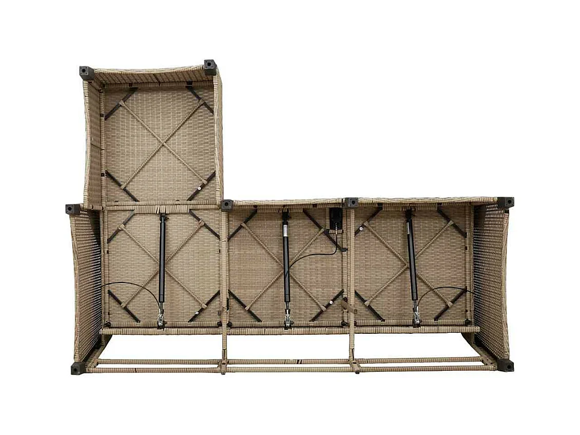 Salon de jardin avec coussins forme de L 3 pcs beige polyrotin