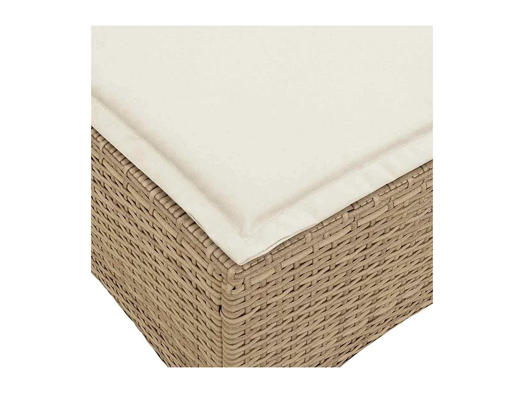 Salon de jardin avec coussins forme de L 3 pcs beige polyrotin