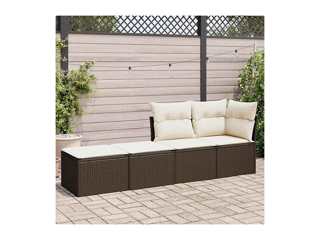 Salon de jardin avec coussins 2pcs marron résine tressée acacia