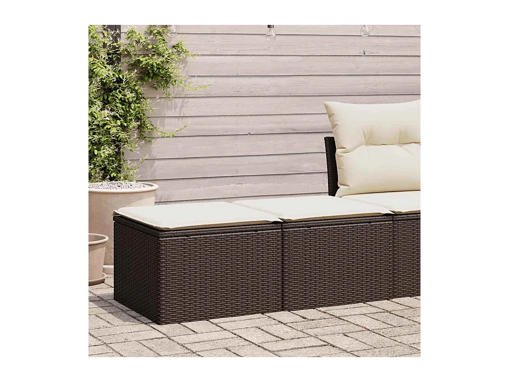 Salon de jardin avec coussins 2pcs marron résine tressée acacia